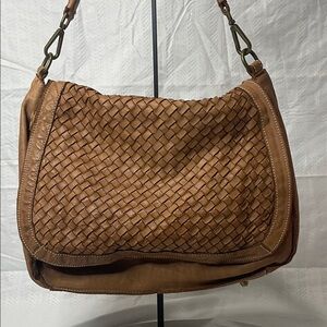 Fiordi di Firenze - Elegant Brown Woven Leather Messenger Bag